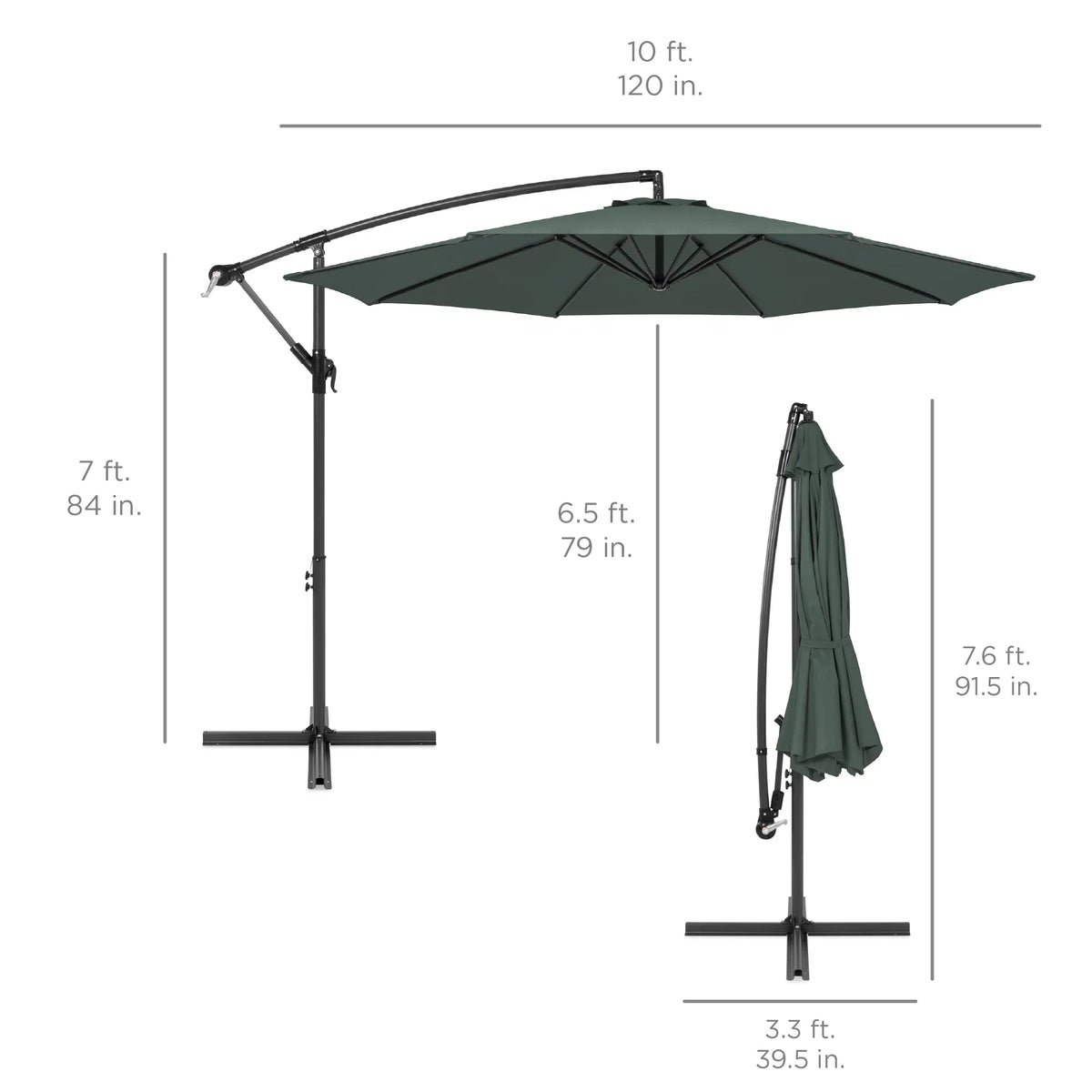 2026 NewBest Choice Products 10ft Offset Hanging Outdoor Market Patio Umbrella w/ Easy Tilt Adjustment - Tan