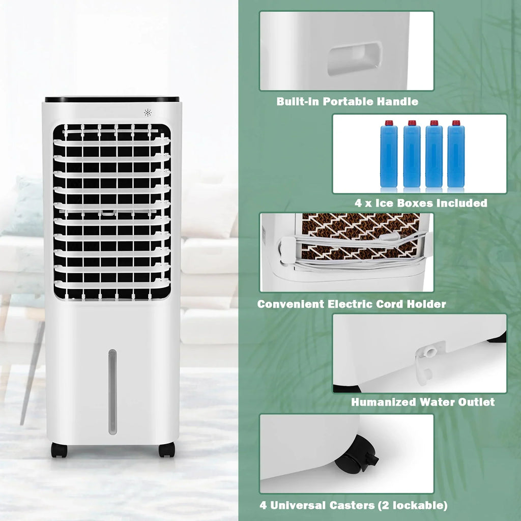 2026 NewCostway 4-in-1 Portable Evaporative Air Cooler 12L Water Tank 4 Ice Boxes