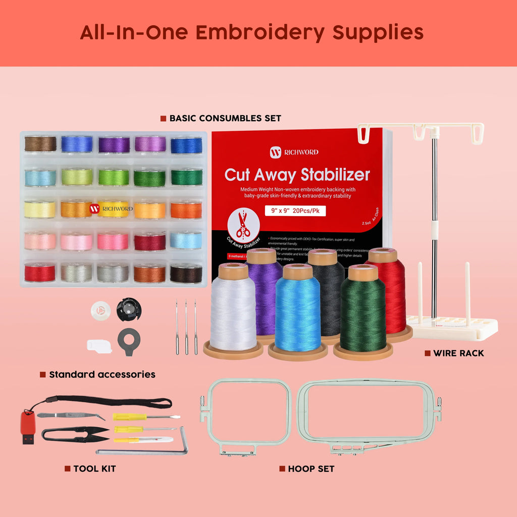 2026 NewPoolin EOC05 Embroidery Machine 4x9.25" Area, 7" Touch Screen with kit