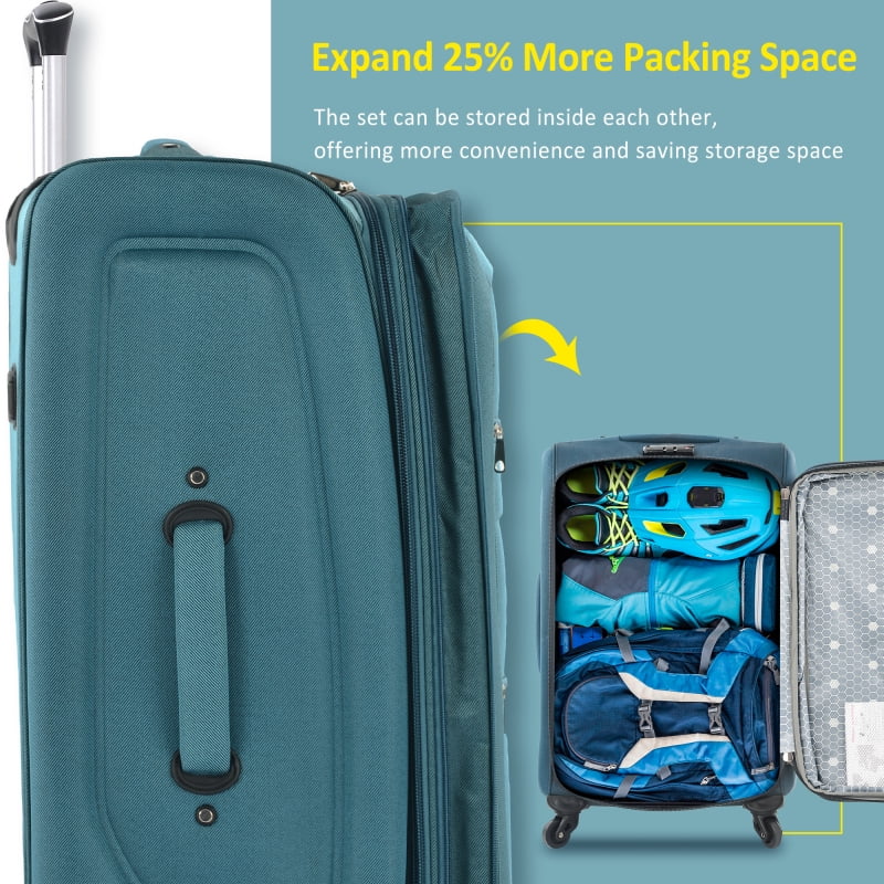 2026 NewSoftside Luggage Expandable 3 Piece Set Suitcase Upright Spinner Softshell Lightweight Luggage Travel Set