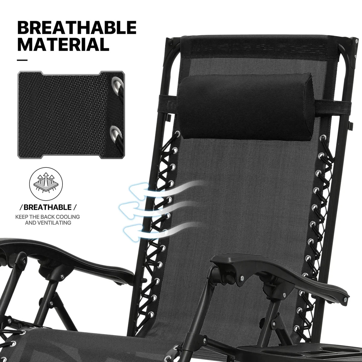 2026 NewMoNiBloom Zero Gravity Chairs Set of 2, Folding Outdoor Patio Beach Recliner with Canopy Shade & Headrest, Black