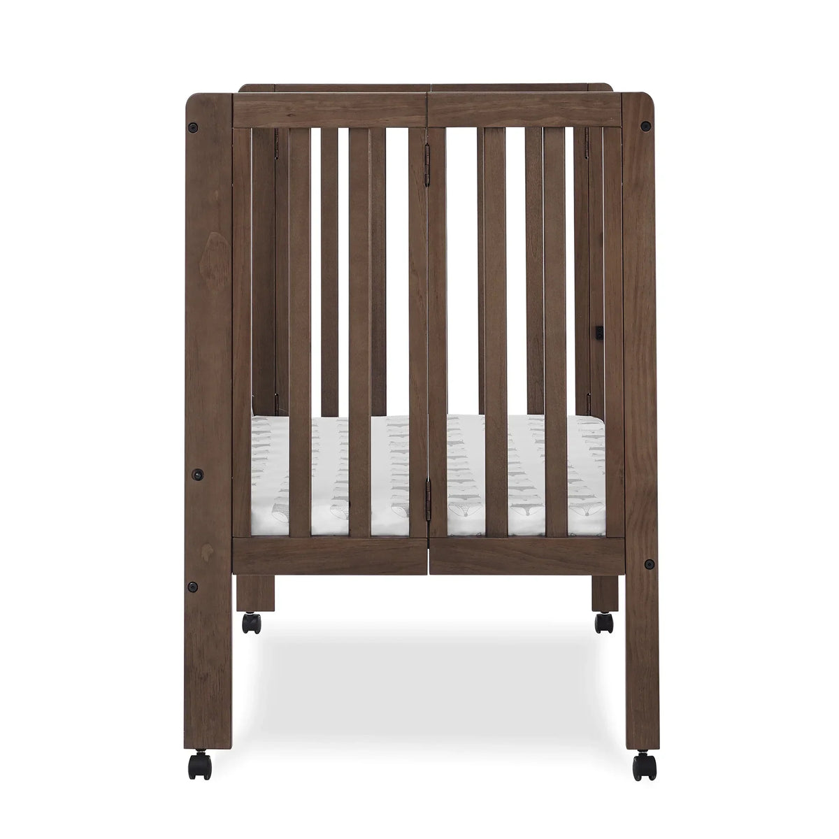 2026 NewDelta Children Lee Portable Folding Mini Crib with 1.5-Inch Mattress - Greenguard Gold Certified, Bianca White