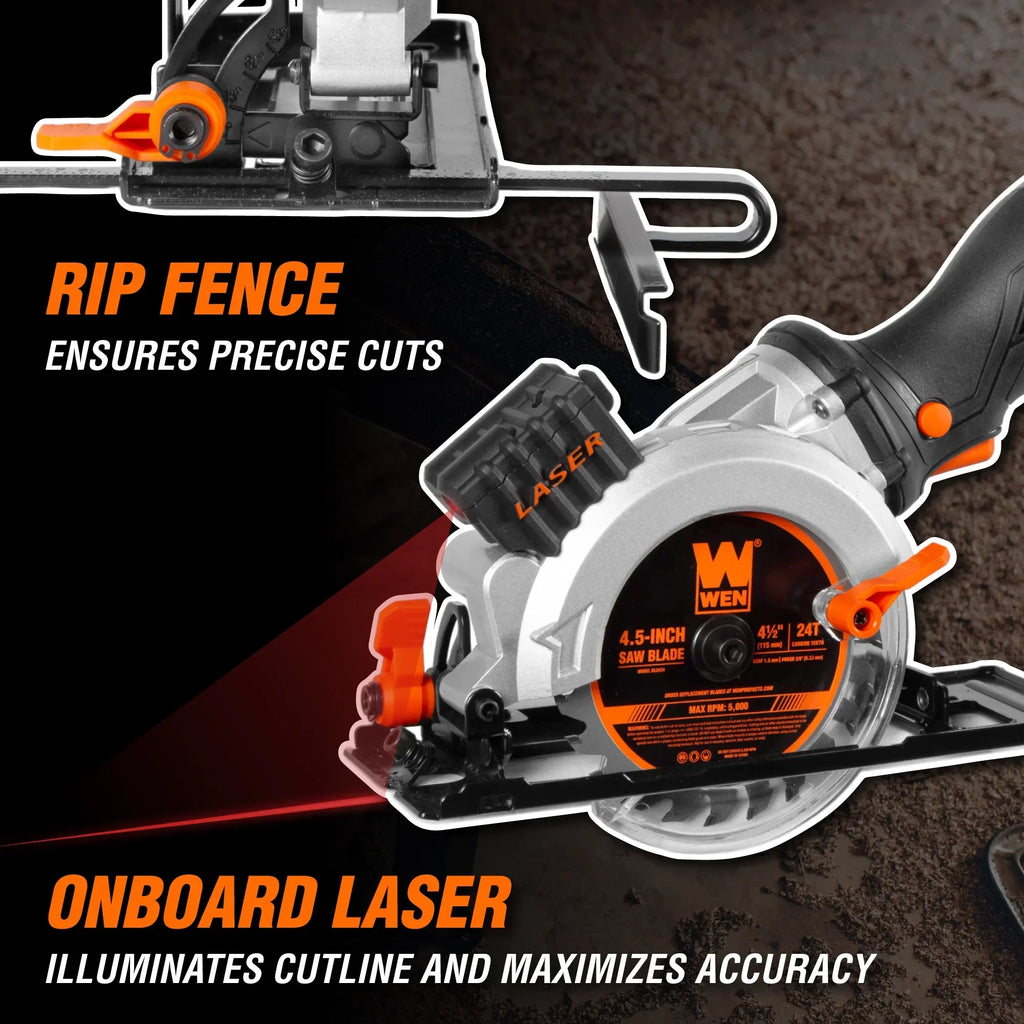 2026 NewWEN 20V Max 4-1/2-Inch Cordless Mini Circular Saw with 2.0Ah Battery and Charger