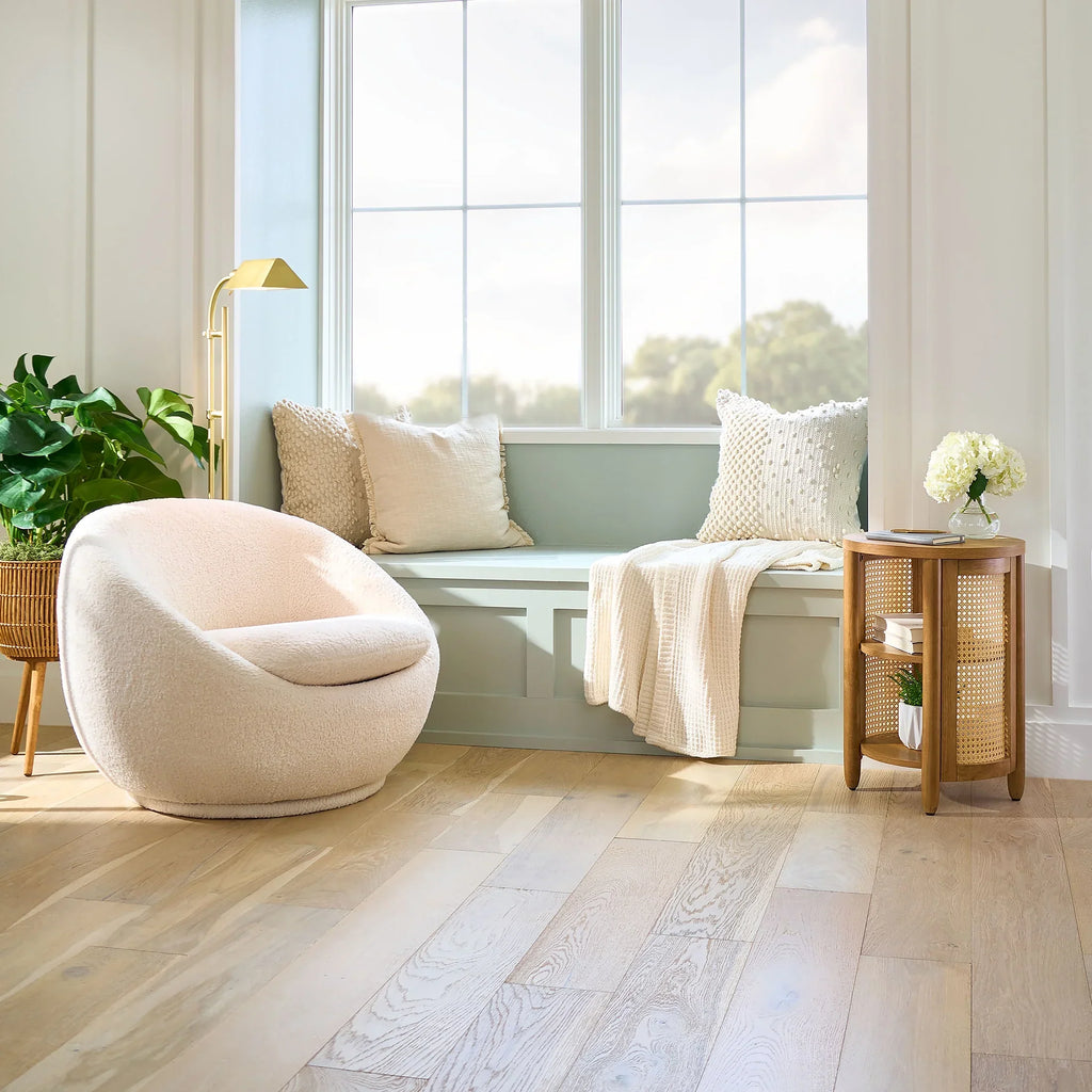 2026 NewBetter Homes & Gardens Mira Swivel Accent Chair, Cream Shearling