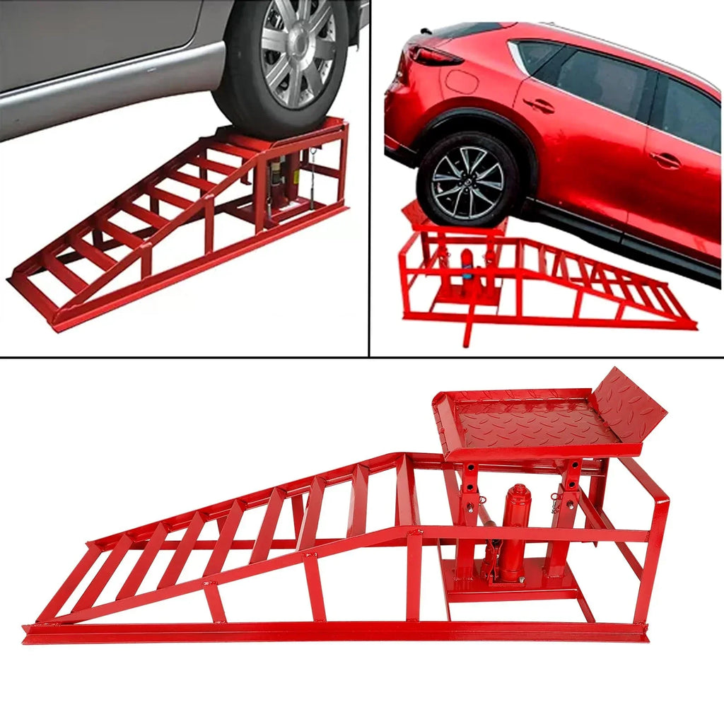 2026 NewConfote Car Ramps, 2PCS 5T 10000lbs Portable Heavy Duty Hydraulic Car Ramps, Lift Ramp for Truck Vehicle Auto Garage Repair Red