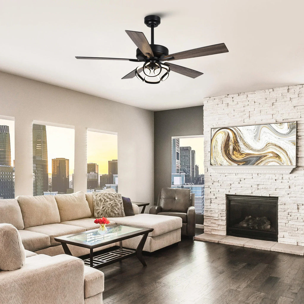 2026 NewParrot Uncle 52-Inch Contemporary Chrome Ceiling Fan with Integrated LED Lights and Remote Control