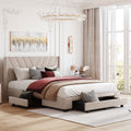 2026 NewSesslife Queen Bed Frame with Storage, New Upgraded Linen Upholstered Platform Bed with 3 Drawers, Queen Size Storage Bed with Headboard and Wooden Slats, No Box Spring Needed, Holds 500lbs, Beige