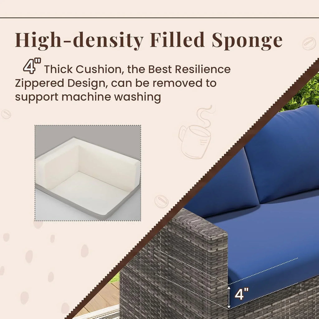 2026 NewAECOJOY 7 Piece Patio Furniture Set PE Rattan Outdoor Dining Set Sectional Sofa Couch with Table Patio Conversation Set in Gray