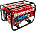 2026 Generador de corriente con gasolina | Accesorios incluidos | Grupo electrógeno silencioso | 5 enchufes 3 x 230 V / 1 x 400 V / 1 x 12 V | 6,5 CV