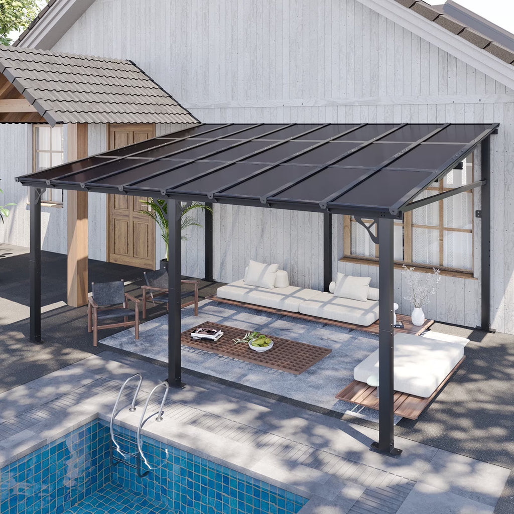 2026 NewAoxun 8' x 5' Gazebo for Patio, Gazebo Pergola with Sloped Roof, Grill Gazebo Large Wall-Mounted Heavy Duty Awnings, for Backyard, Deck, Patio