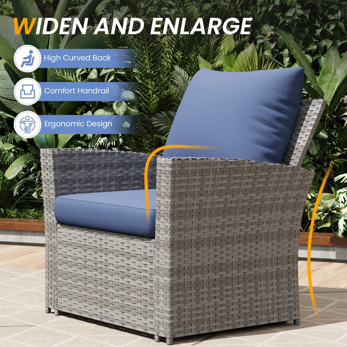 2026 NewUDPATIO Wicker Patio Furniture Set, 4 Piece Outdoor Sectional Conversation Sets, Gray PE Rattan Patio Sofa Set for Balcony, Porch, Backyard, Grey