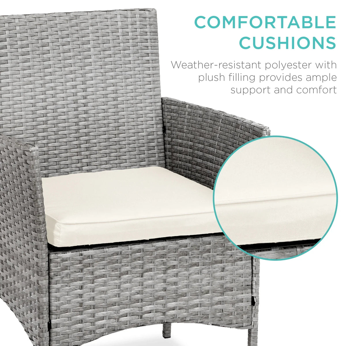 2026 NewBest Choice Products 3-Piece Outdoor Wicker Conversation Patio Bistro Set, w/ 2 Chairs, Table - Gray/Navy