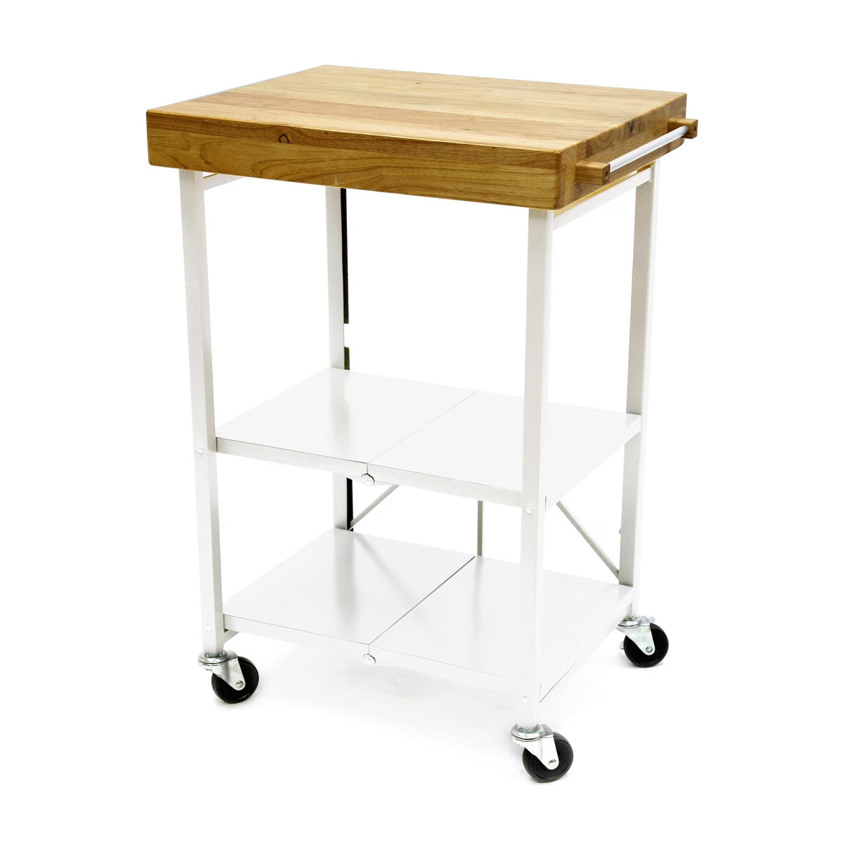 2026 NewOrigami Foldable Wheeled Portable Solid Wood Top Kitchen Island Bar Cart
