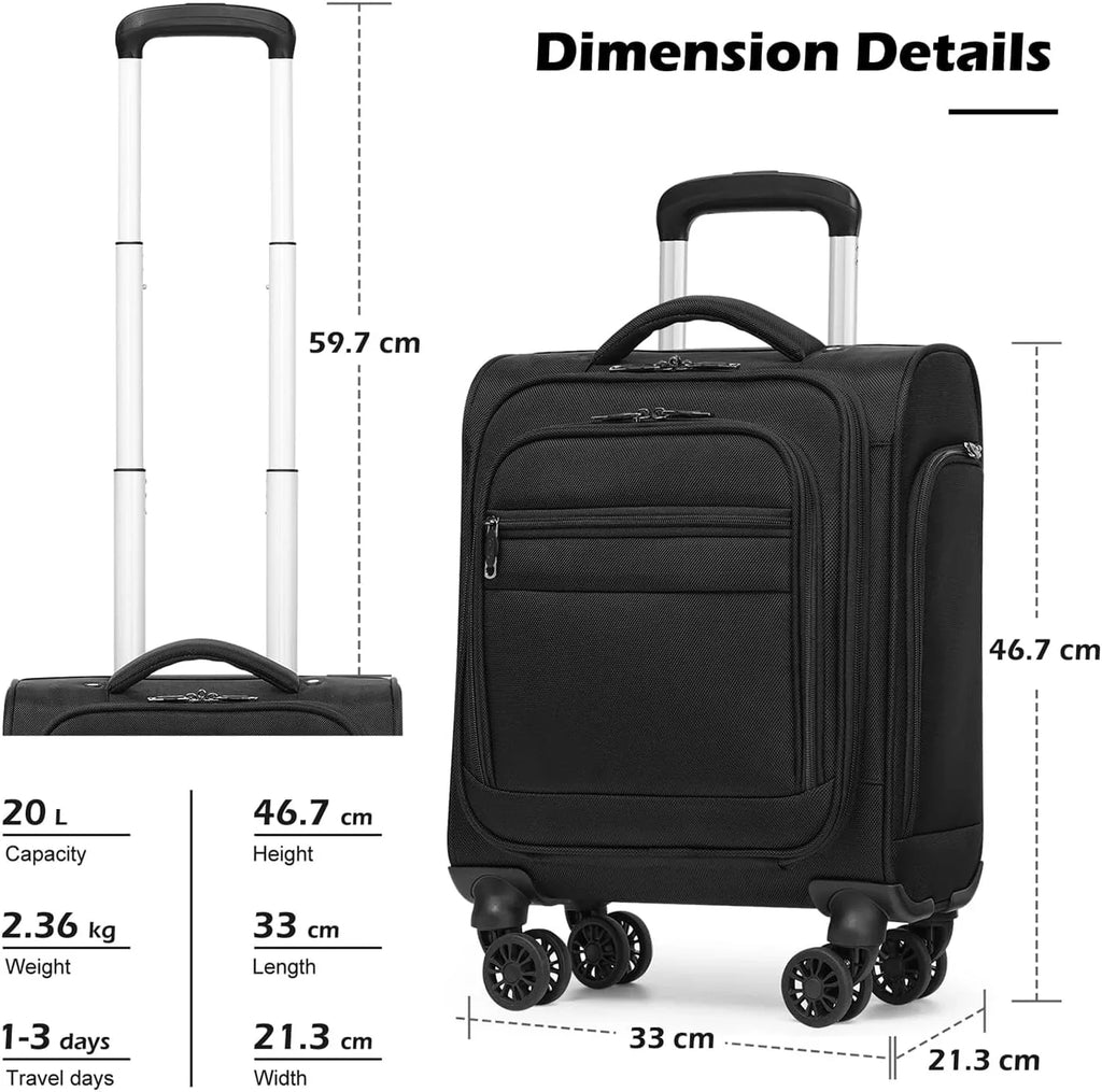 2026 NewUnderseat Carry On Luggage Softside Lightweight Rolling Travel Bag Spinner Suitcase