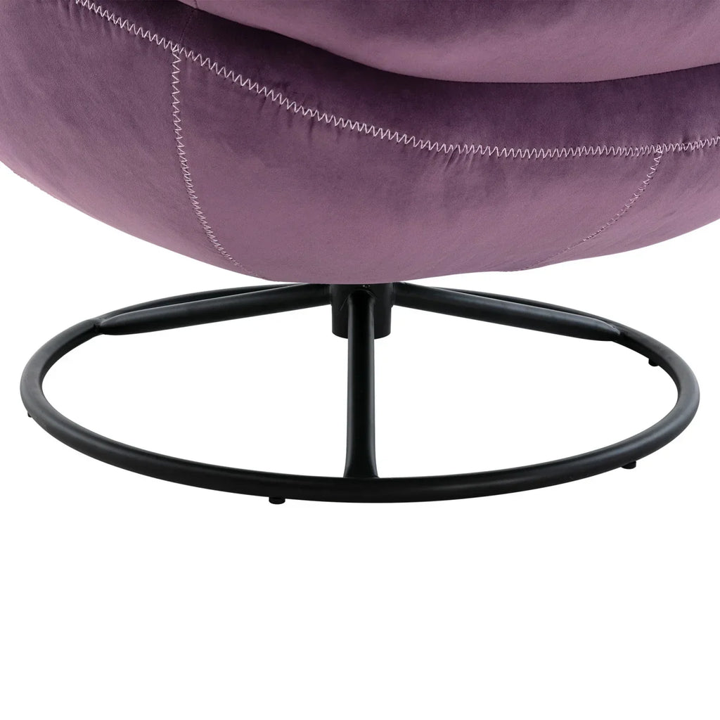 2026 NewVelvet Swivel Accent Chair with Ottoman, Modern Chaise Lounge Chair with Metal Frame and Footstool, Comfy Armchair Reading Chair for Living Room Bedroom Office,Blue