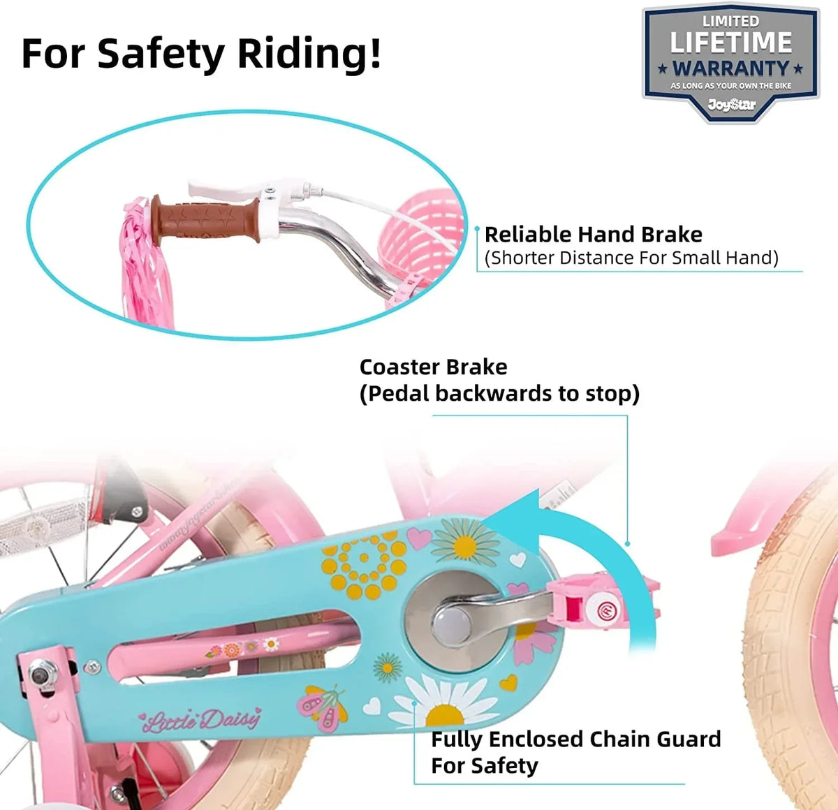 2026 NewLittle Daisy 12 Inch Kids Bike for 2 3 4 Years Girls with Training Wheels Princess Kids Bicycle with Basket Bike Streamers Toddler Cycle Bikes Pink