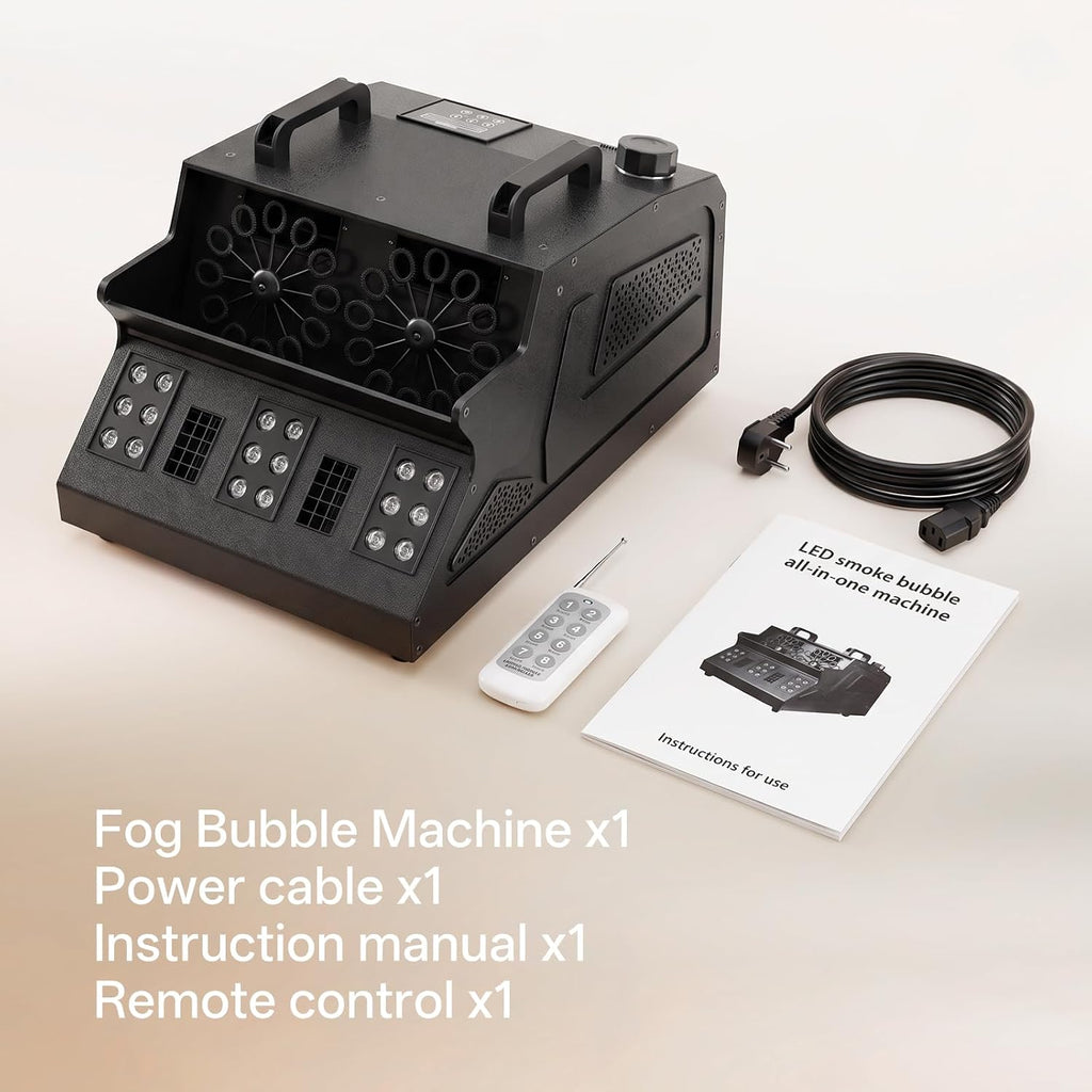 2026 Máquina de Burbujas de Humo de 1500W con Control Remoto, 18 LED RGB d-mx512 Compatible con Máquina de Niebla de Burbujas con Control Independiente para Bodas Escenarios Fiestas Halloween y Navidad