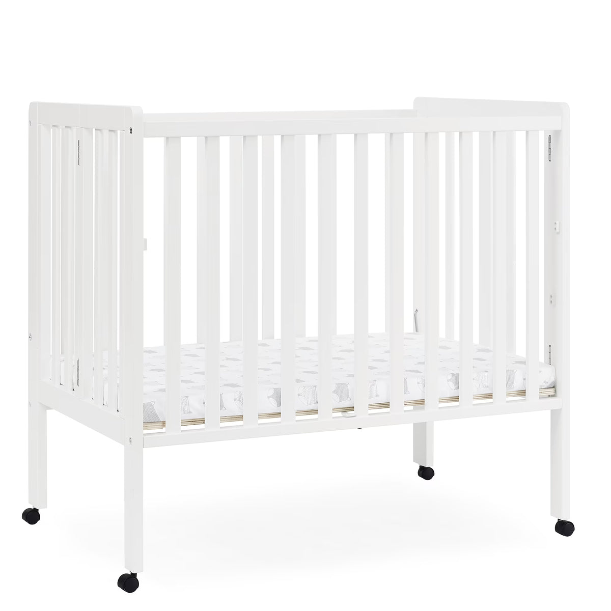 2026 NewDelta Children Lee Portable Folding Mini Crib with 1.5-Inch Mattress - Greenguard Gold Certified, Bianca White