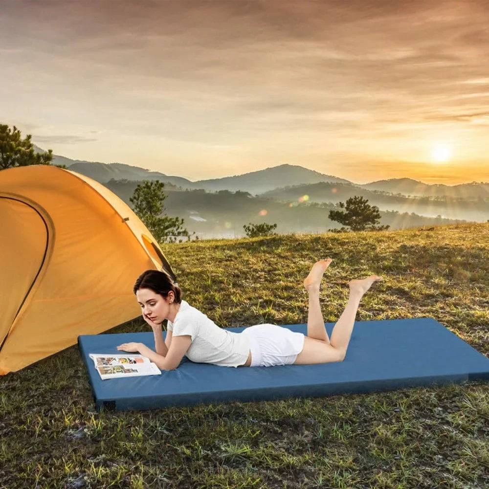 2026 NewSpaco Foldable Camping Mattress with High Density Foam Cushion and Anti-slip Bottom, Air Mattresses & Sleeping Bags for Outdoor as Garden, Yard, Navy