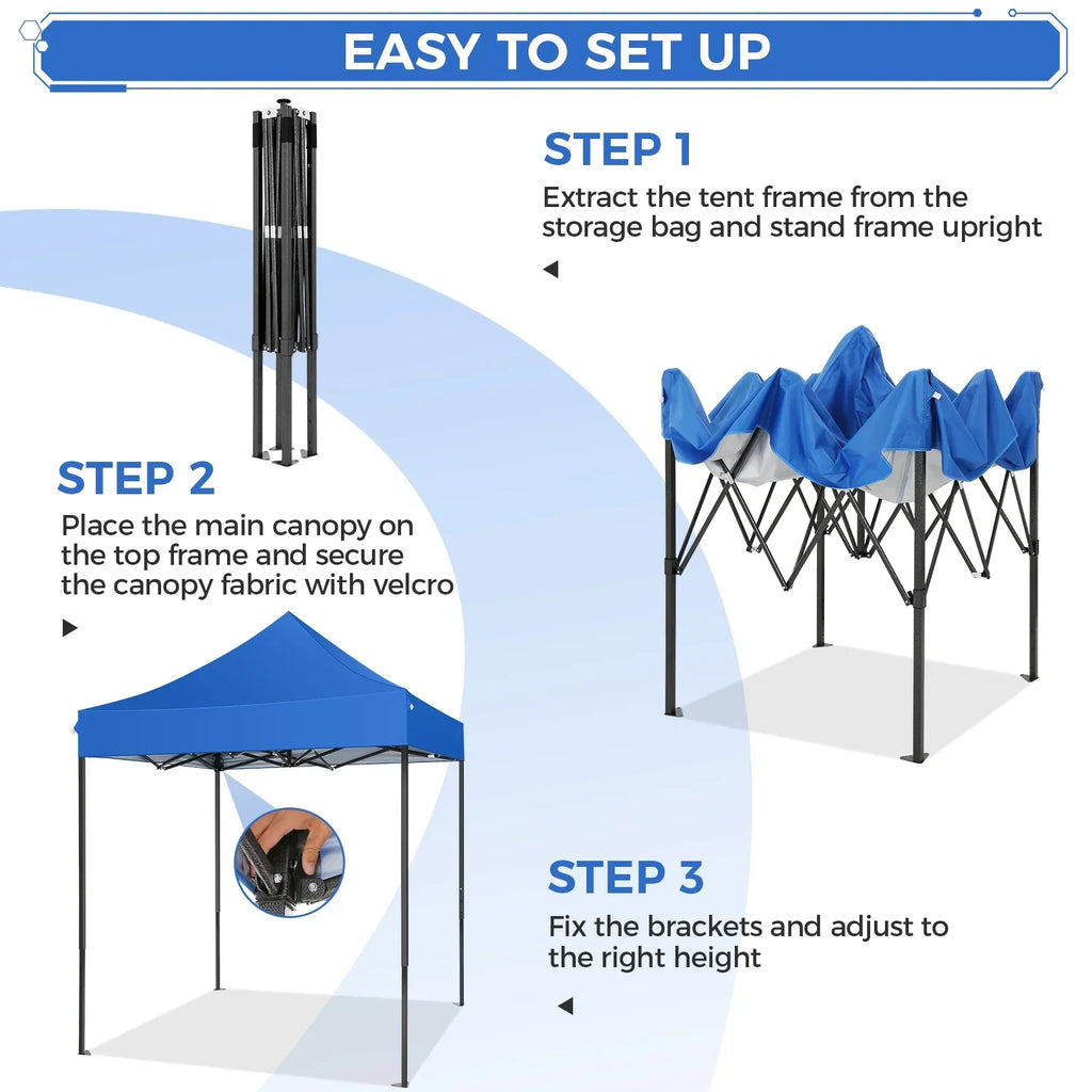2026 NewSANOPY 6.6 x 6.6 FT Pop Up Canopy Tent, Heavy Duty Canopy Easy Set up All Weather Waterproof Outdoor Canopy Tent for Parties, Beach, Garden, Camping with 1 Handbag, 3 Adjustable Heights, UPF50+