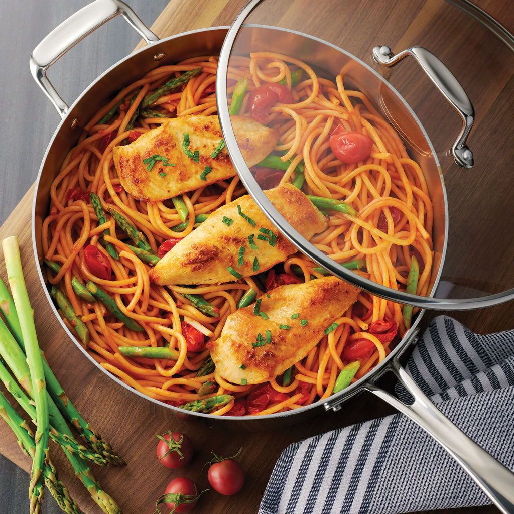 2026 NewTramontina 14-Piece Tri-Ply Clad Stainless Steel Cookware Set, with Glass Lids