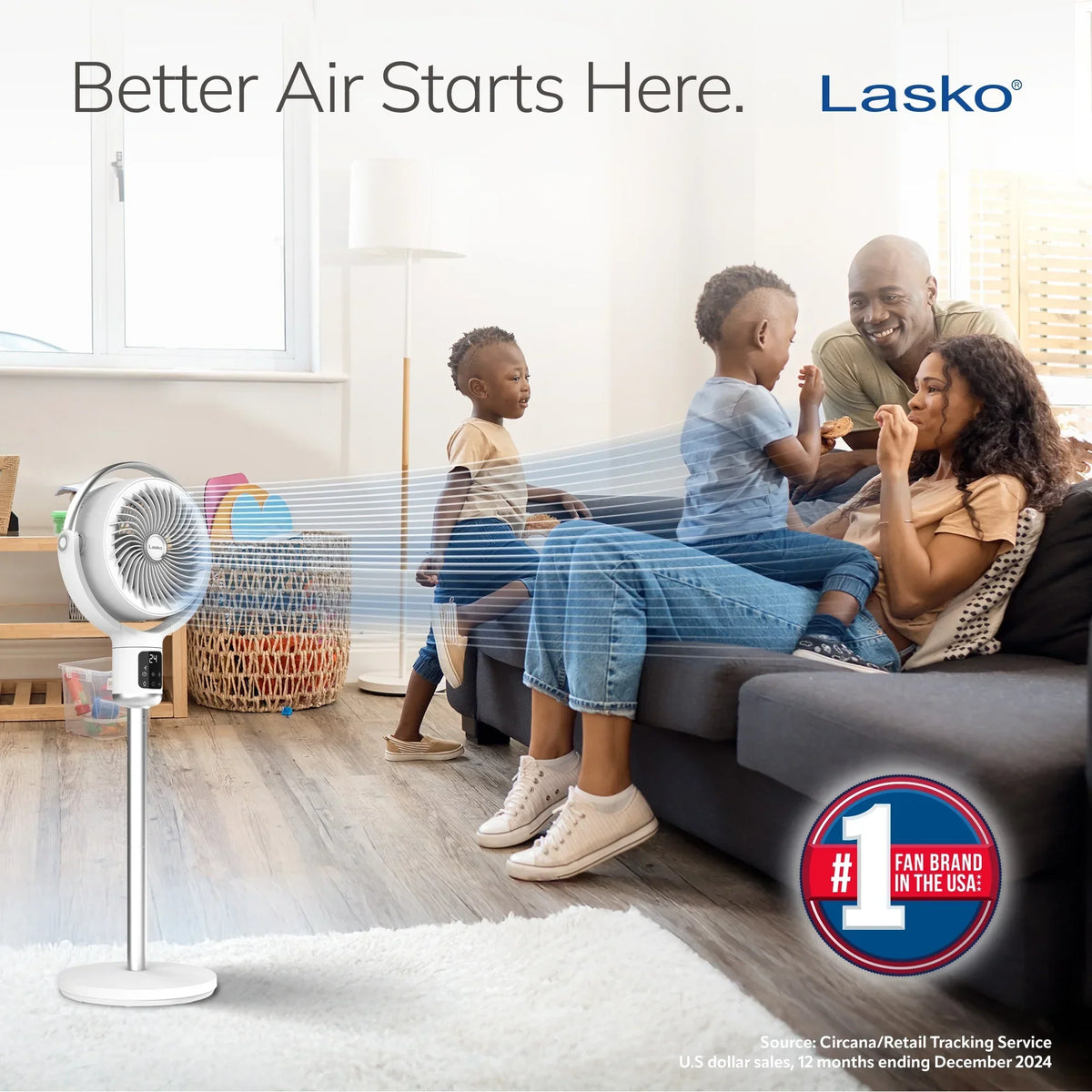2026 NewLasko Whirlwind 7" 24-Speed Orbital Motion 25ft/s Airflow Remote Control Pedestal Fan, APDC301