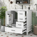 2026 Moimhear Mueble de baño de pie, lavabo, lacado completo, tres cajones silenciosos, lavabo de cerámica integrado (blanco, 76 x 46 x 83,5 cm)