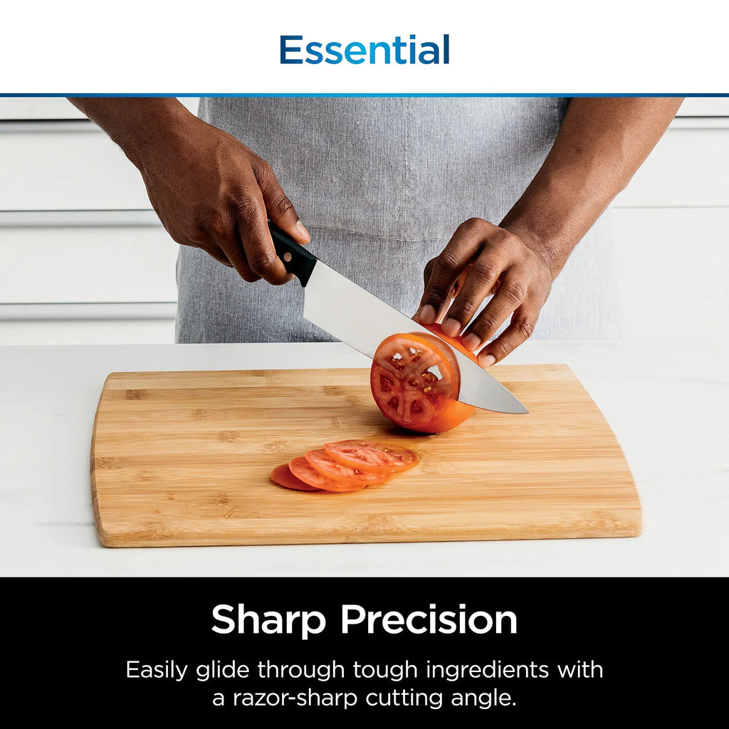 2026 NewNinja NeverDull 14-Piece Stainless Steel Essential Knife System with Built-in Sharpener, K12014 Black/Gray