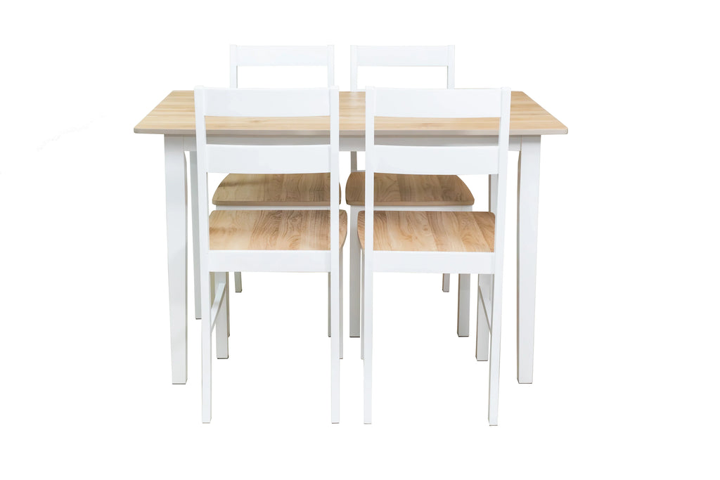 2026 NewMainstays 5-Piece Dining Set, 1 Table and 4 Chairs, White, MDF and Rubberwood, Indoor, 46" L x 29" W x 30" H Table