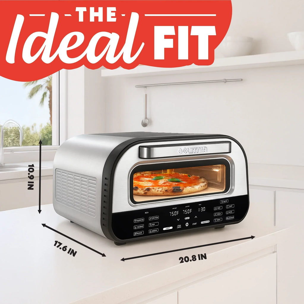 2026 NewGourmia Indoor Pizza Oven - All-in-One with 7 Cooking Functions, 6 Pizza Presets, Stainless Steel
