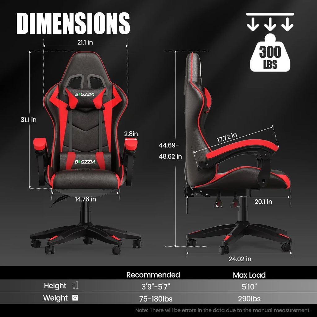 2026 NewBigzzia Gaming Chair Office Chair, Ergonomic Game Chair with Height Adjustable Headrest and Lumbar Support for Adults Teens, Black & White