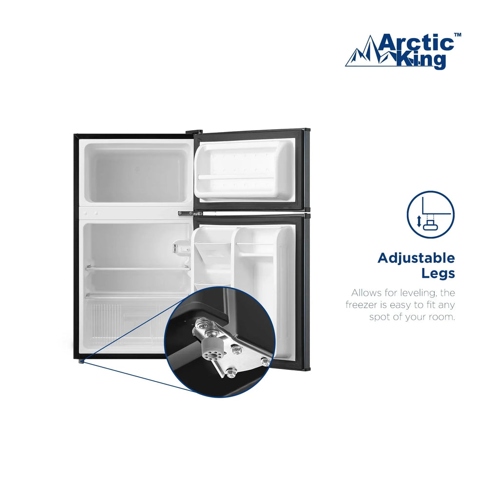 2026 NewArctic King 3.2 Cu ft Two Door Mini Fridge with Freezer, Stainless Steel, E-Star, ARM32D5ASL