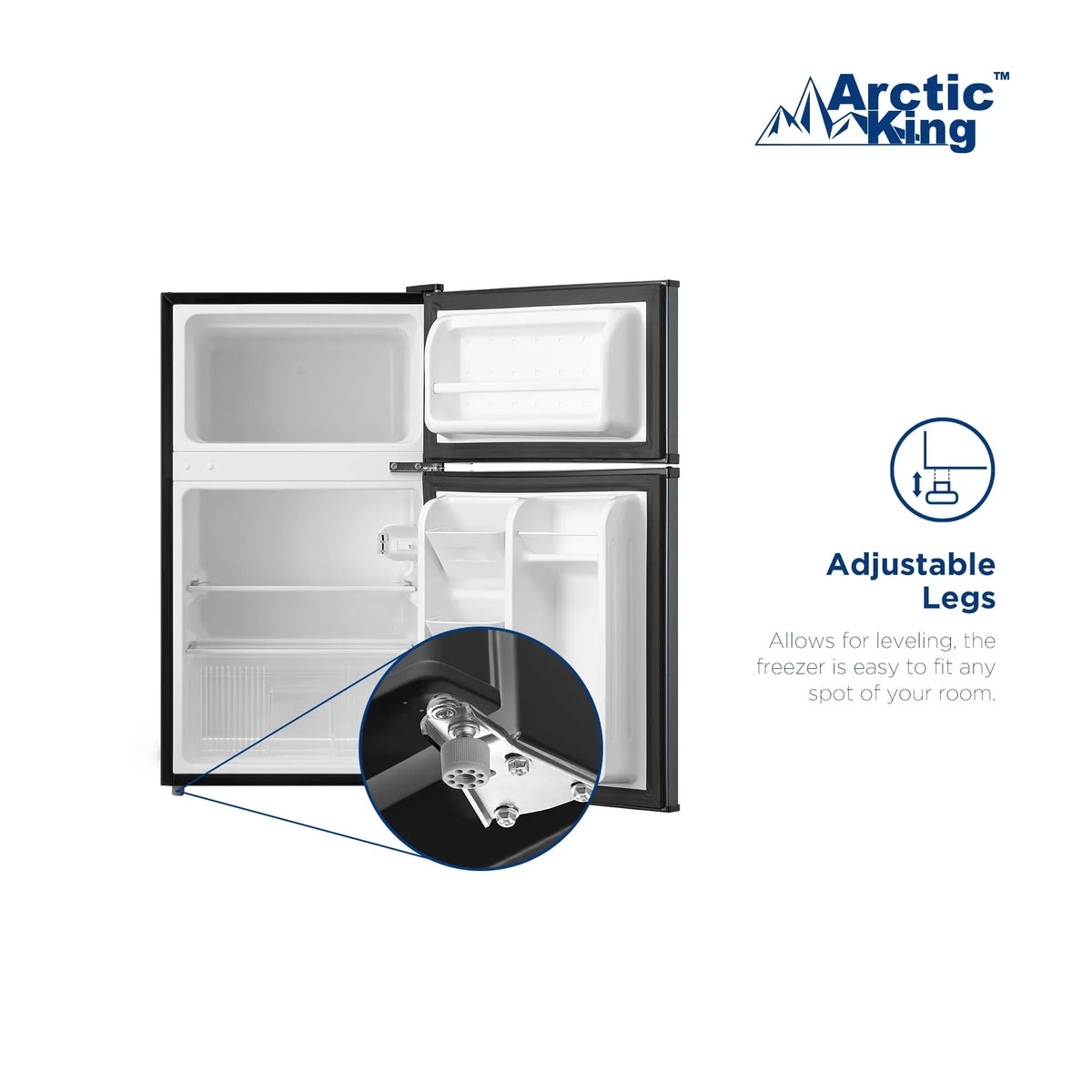 2026 NewArctic King 3.2 Cu ft Two Door Mini Fridge with Freezer, Stainless Steel, E-Star, ARM32D5ASL