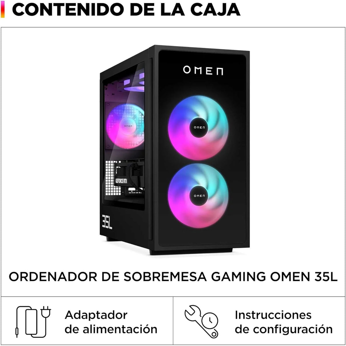 2026 HP Ordenador sobremesa Gaming OMEN 35L GT16-0067ns (Procesador AMD Ryzen 7 8700F, 32GB RAM DDR5, 1TB SSD PCIe Gen4, NVIDIA GeForce RTX 5070 12GB, FreeDOS) - Negro