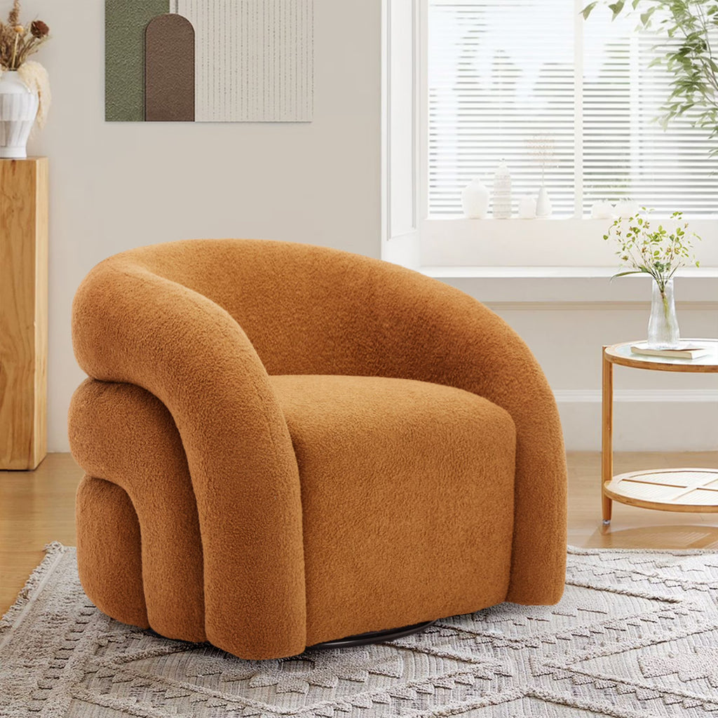 2026 New360" Swivel Accent Chair for Living Room, Boucle Barrel Armchair Single Sofa Chair Reading Chair, Sage Green