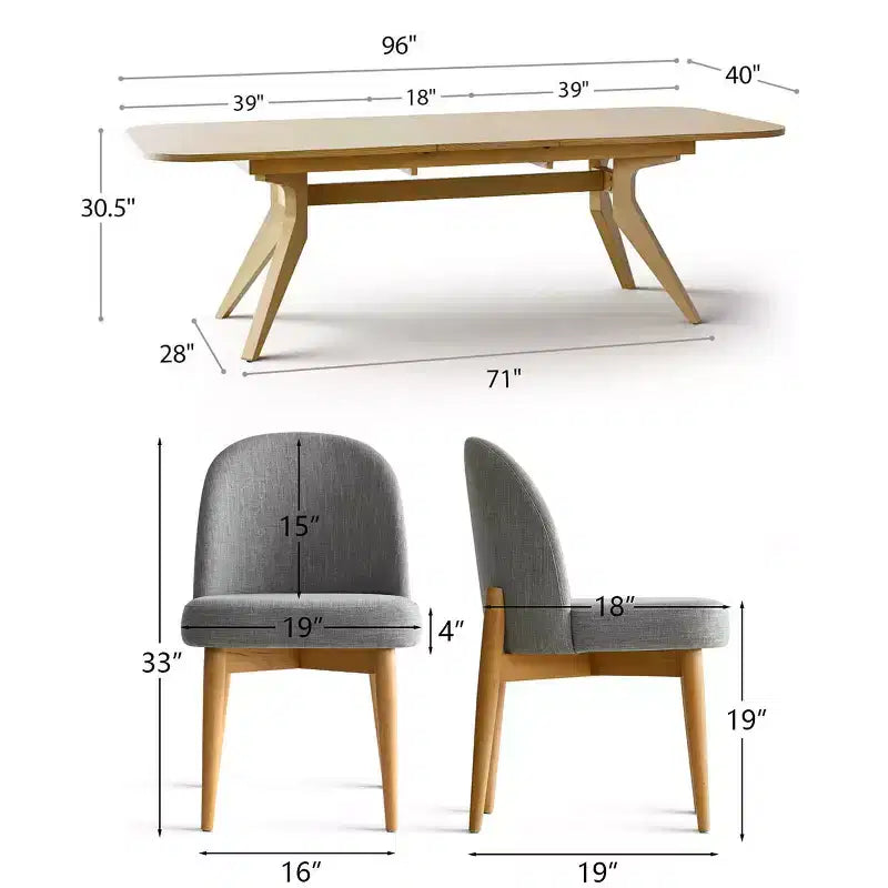 2026 Juego de comedor de 7 piezas con mesa extensible 78–96" y 6 sillas tapizadas - Panipeachy
