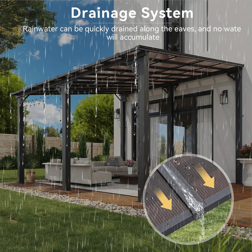 2026 NewAoxun 8' x 5' Gazebo for Patio, Gazebo Pergola with Sloped Roof, Grill Gazebo Large Wall-Mounted Heavy Duty Awnings, for Backyard, Deck, Patio