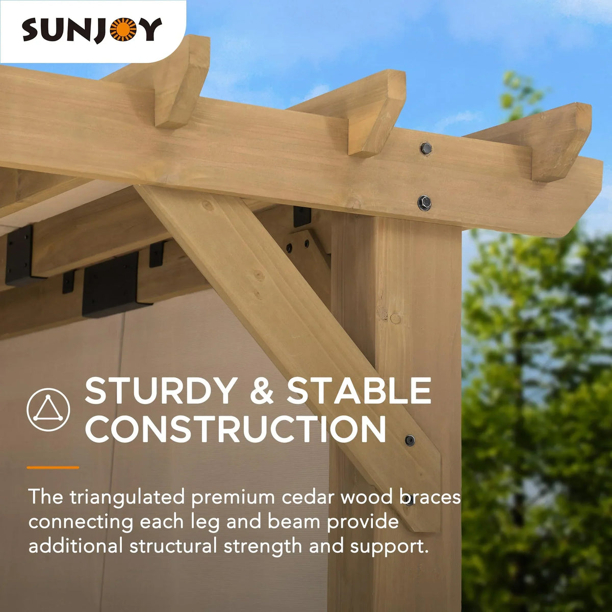 2026 NewSunjoy Cedar Pergola 10 x 11 ft. Wooden Hot Tub Pergola with Adjustable Canopy and Privacy Screen