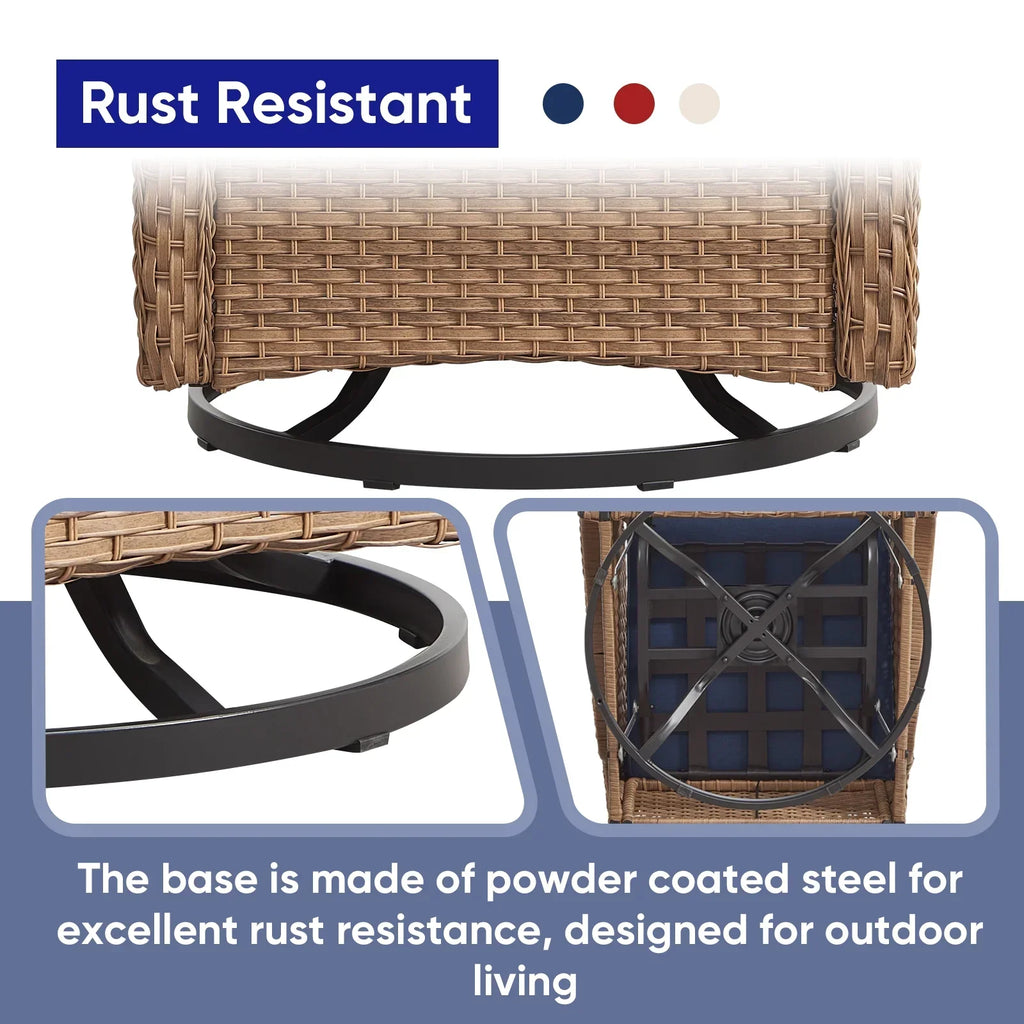 2026 NewPOCASSY 3 Piece Patio Set Outdoor Wicker Glider Rocking and Swivel Chairs with Cushions