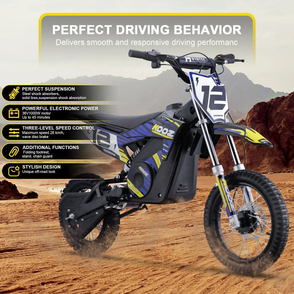 2026 NewMotoTec 36v 1000w (HP112E) Electric Dirt Bike Blue