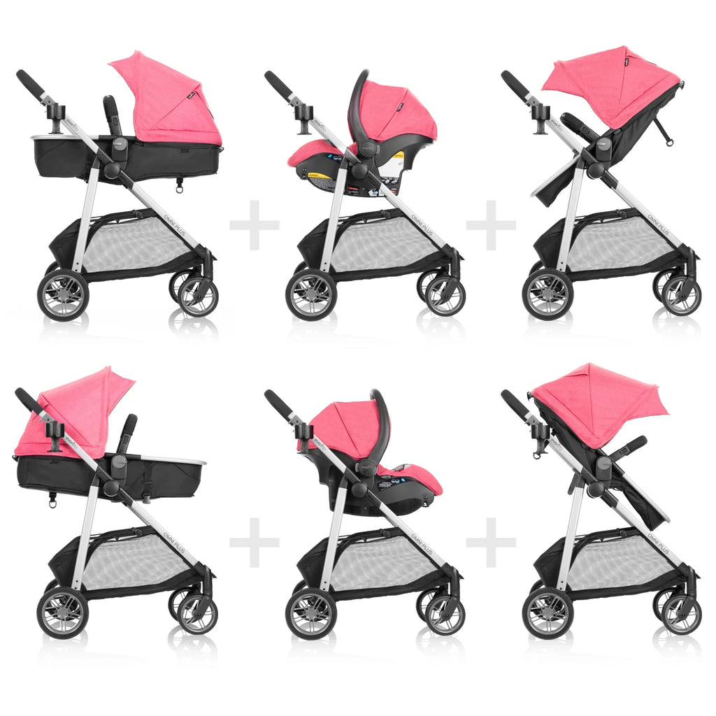 2026 NewEvenflo Omni Plus Modular Travel System with LiteMax Sport Infant Car Seat, Mylar Gray, Unisex