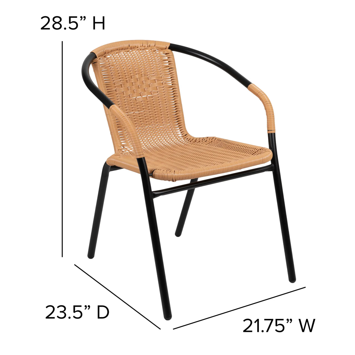 2026 NewEmma + Oliver Indoor/Outdoor Stacking Rattan Restaurant Patio Chairs, Set of 2, Gray