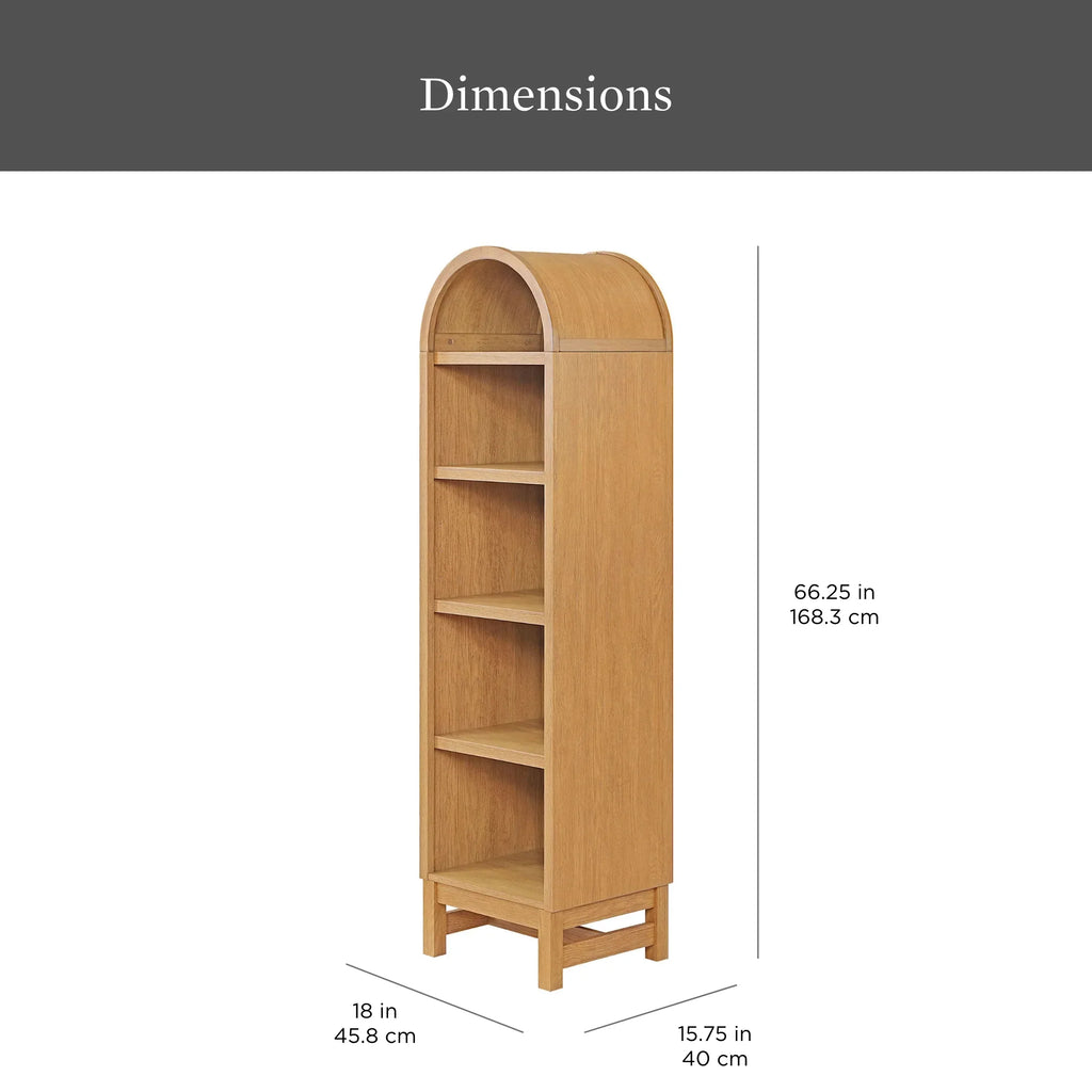 2026 NewBetter Homes & Gardens Juliet Narrow Arch Bookcase, Rich Black and Light Honey