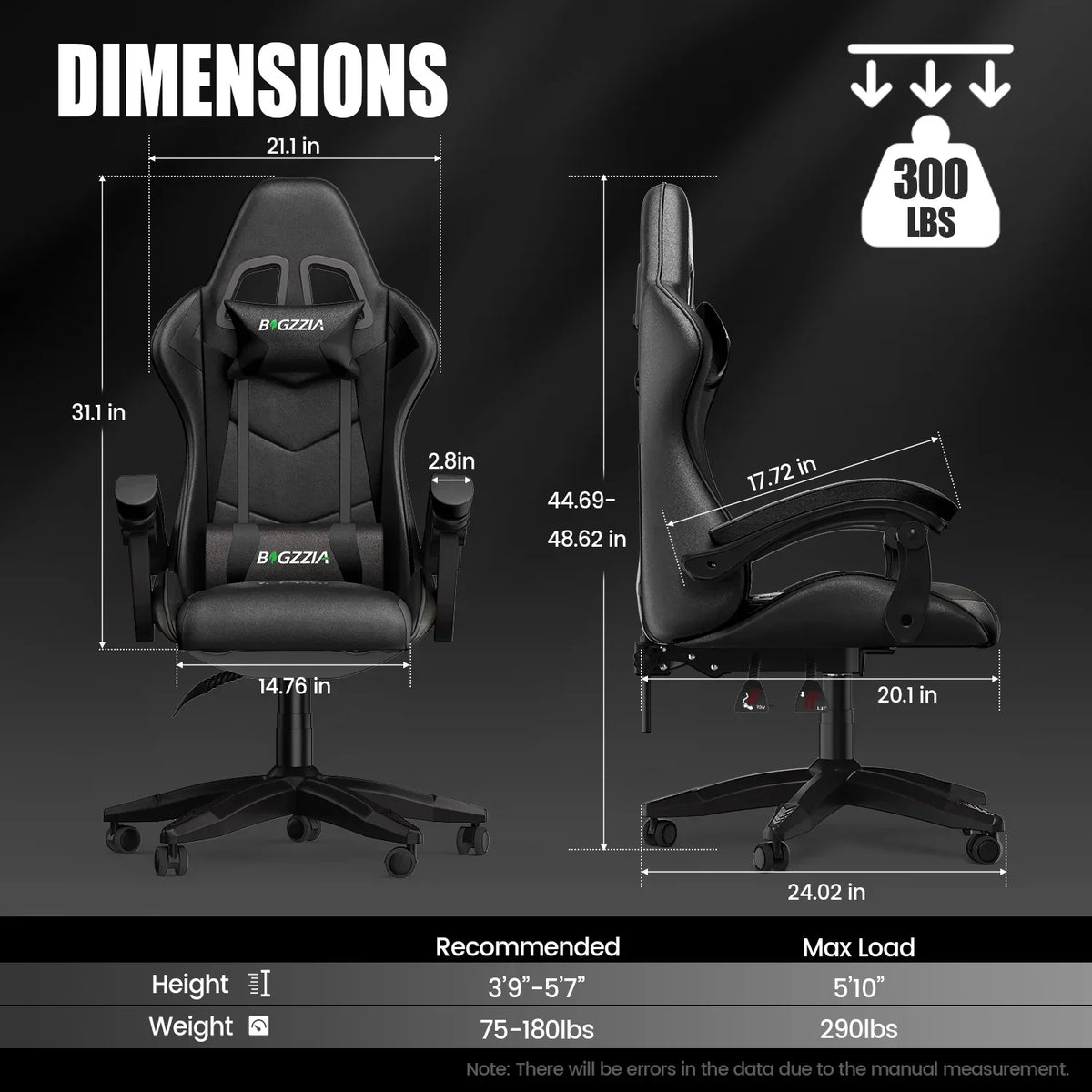 2026 NewBigzzia Gaming Chair Office Chair, Ergonomic Game Chair with Height Adjustable Headrest and Lumbar Support for Adults Teens, Black & White
