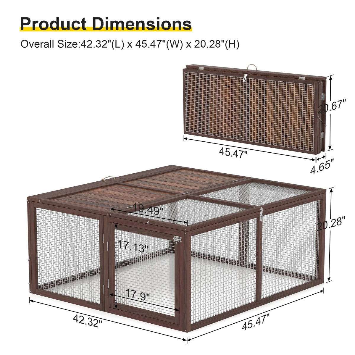 2026 NewPortable Chicken Coop Run Rabbit Hutch Outdoor Small Animal Cage House Wooden Poultry Enclosure for Bunny, Duck, Chick, Quail, No Assembly Required