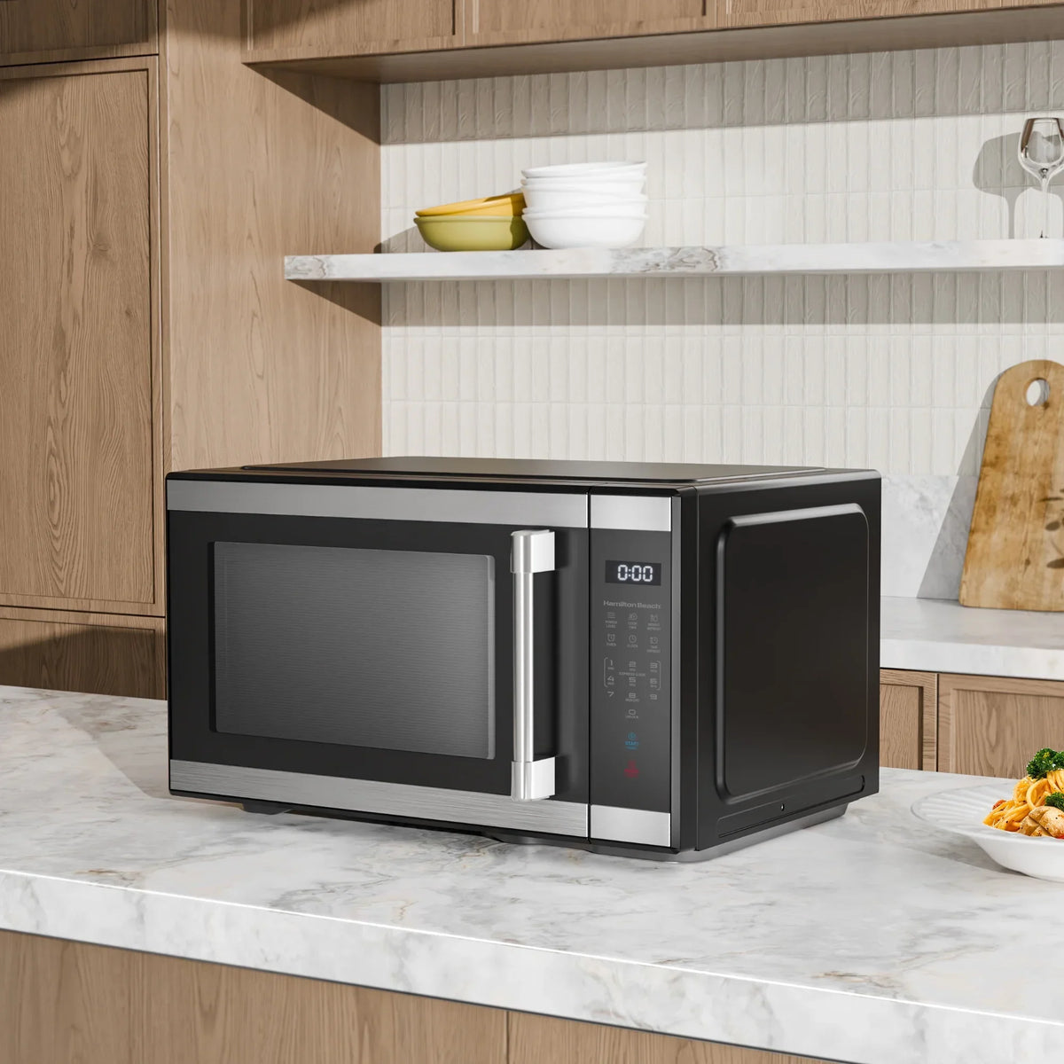2026 NewHamilton Beach 1.1 cu ft Countertop Microwave Oven, Black and Stainless Steel