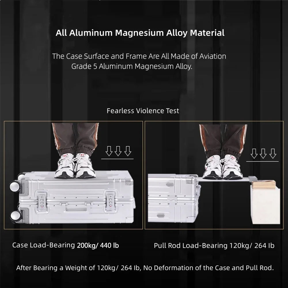 2026 NewAll Aluminum Hardshell Luggage, Airline Approved Zipperless Hardside Carry on Suitcase with Spinner Wheels, Checked Aluminium Luggage Metal Rolling Luggage Case for Travel, Business