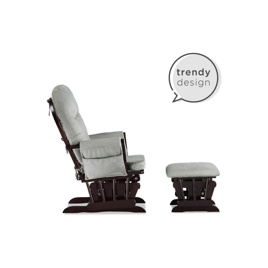 2026 NewBaby Relax Huntington Glider Rocker. Gray and Espresso
