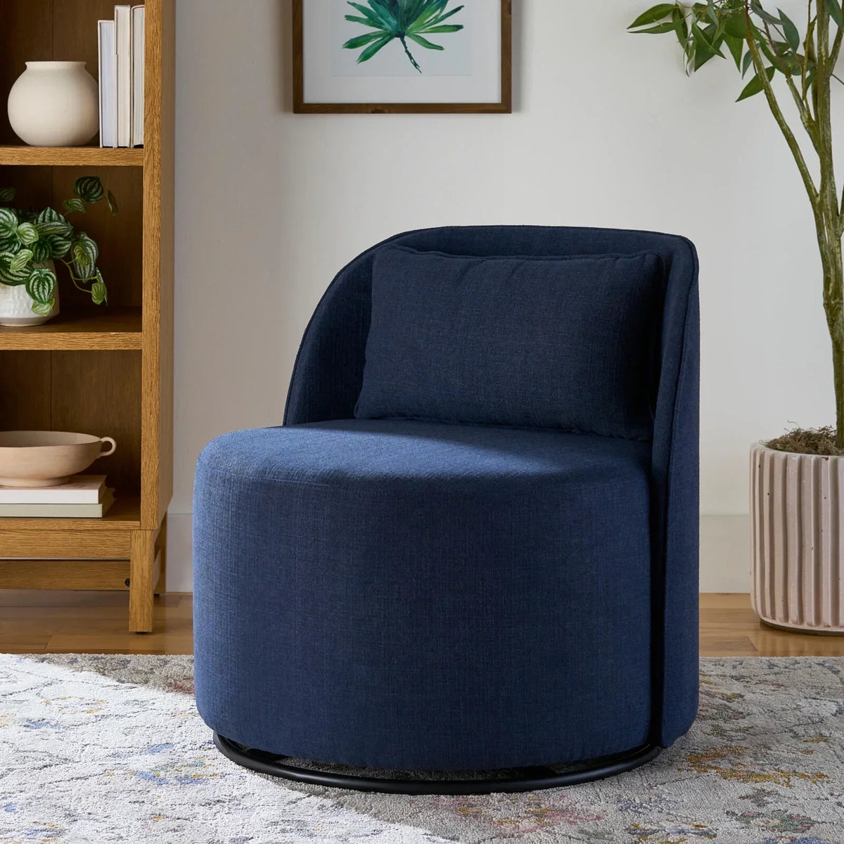 2026 NewBetter Homes & Gardens Juliet Modern Arch Swivel Accent Chair, Cream Boucle