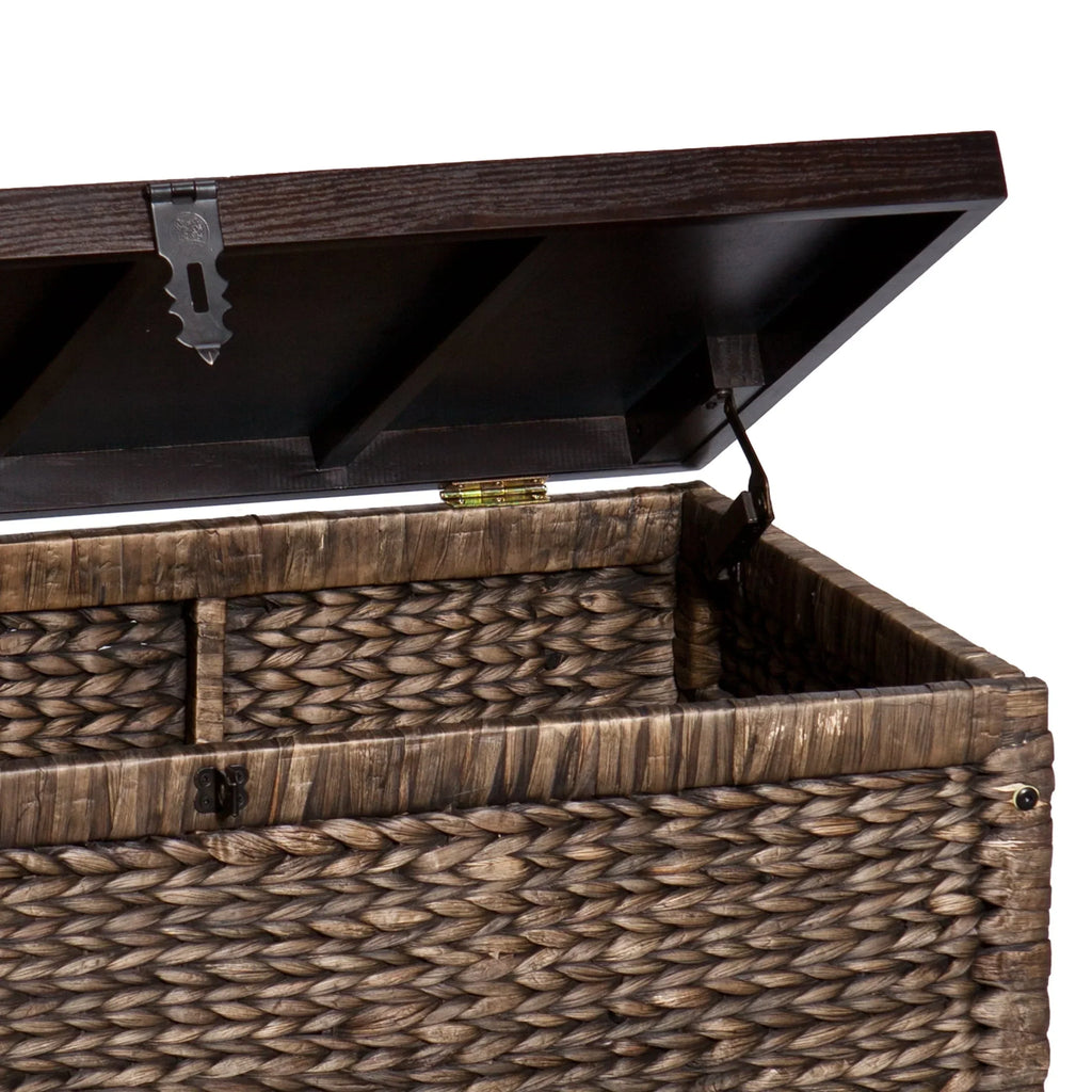 2026 NewSamford Water Hyacinth Storage Trunk, Blackwashed with Espresso